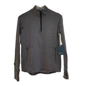 NWT Market & Spruce Micro Striped Half Zip Mock Neck Top w/ Thumb Holes Sz. S